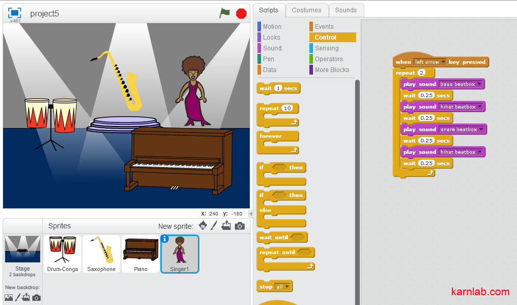 สร้างเกมส์ด้วย Scratch : ตอนที่ 5 เสียงดนตรี