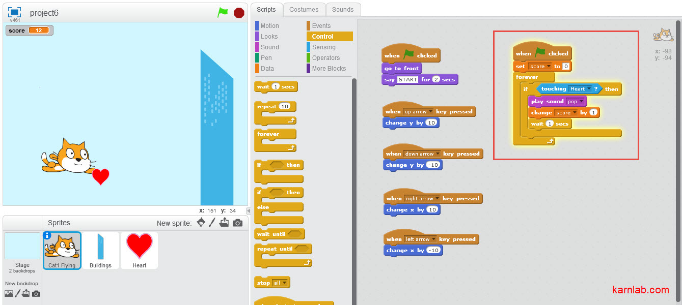 สร้างเกมส์ด้วย Scratch : ตอนที่ 6 เกมส์บินเก็บของ